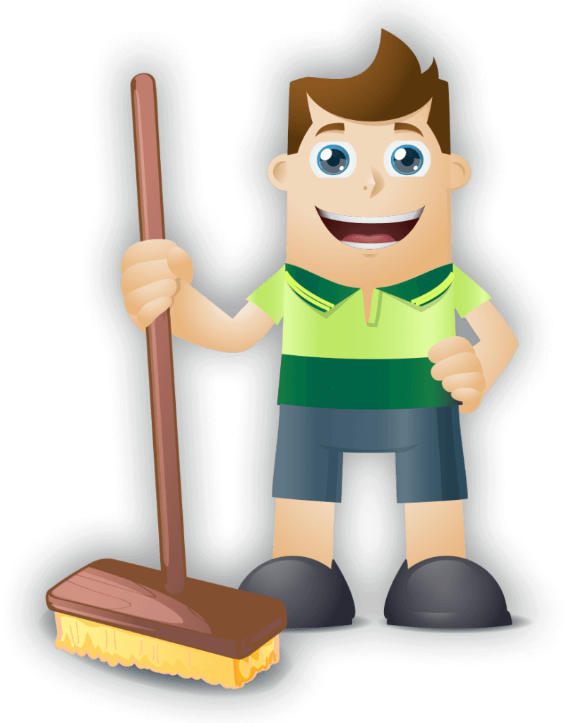 tidyman with broom